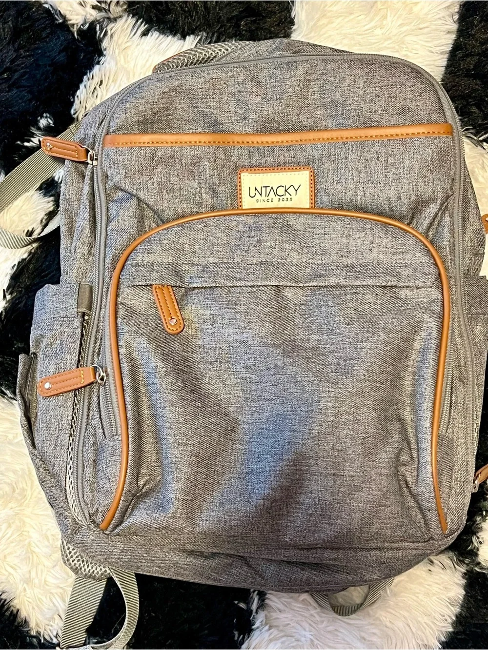 Gray Baby Diaper Backpack - Stylish Gray Baby Bag